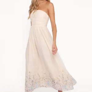 Kayt Strapless Dress - Embroidered Floral(XXS)